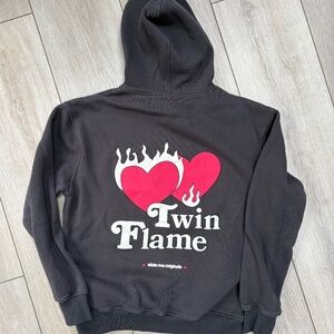 White Fox Twin Flame Oversized Hoodie Charcoal S/M